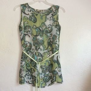 Vestino Due sheer paisley tunic with ribbon tie